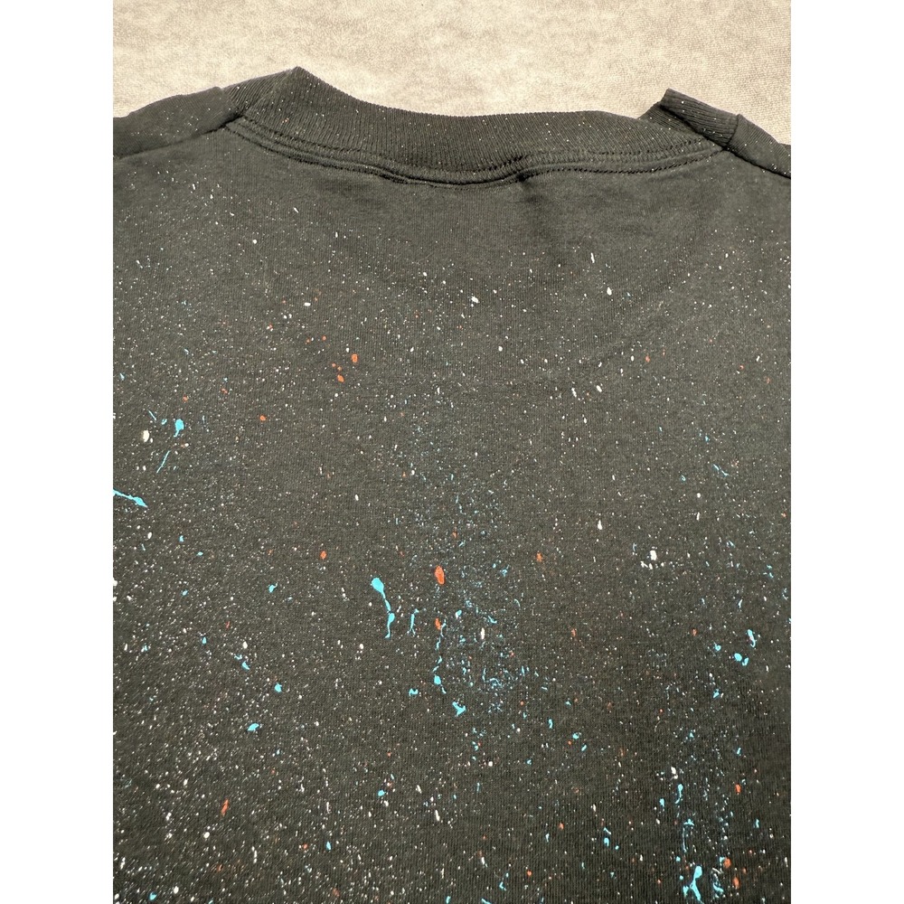 Vintage Pumpkin Scarecrow Shirt Mens XL Black Glitter Halloween Art 90s USA Tee - Picture 15 of 16